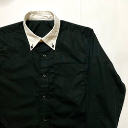 [Men's]  サイズ指定可☆ブラック×ホワイト☆白襟黒シャツ　メンズ 4枚目の画像