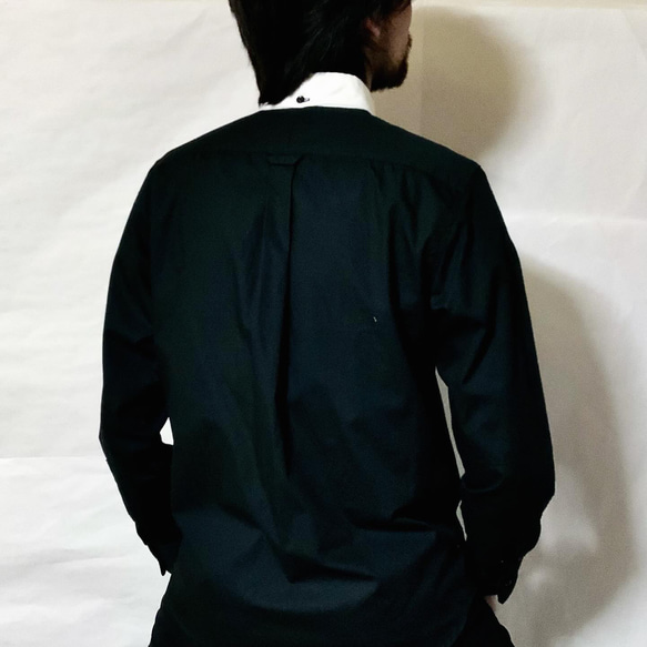 [Men's]  サイズ指定可☆ブラック×ホワイト☆白襟黒シャツ　メンズ 2枚目の画像