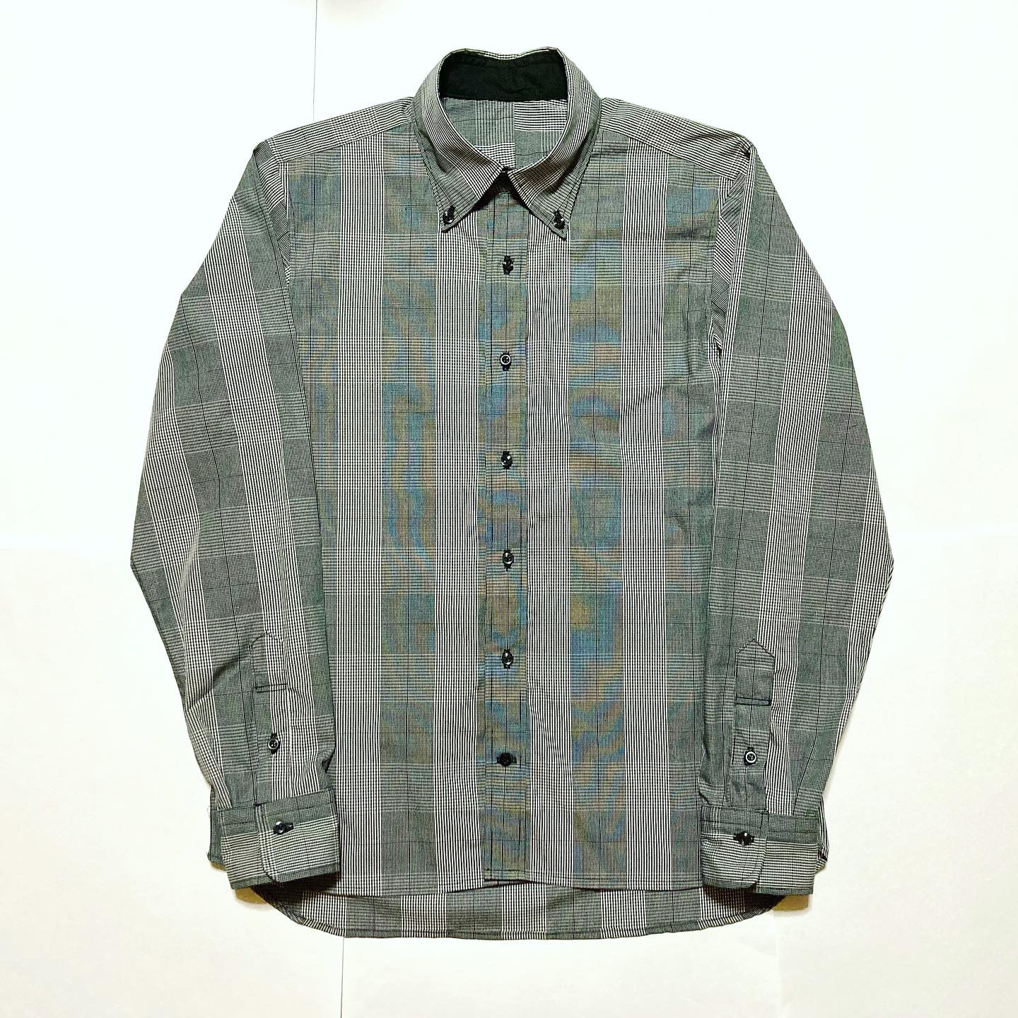 Preppy Classic ｜グレー×チェック 長袖シャツ｜メンズM｜ハンドメイド｜一点もの｜シックカジュアルに◎