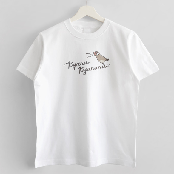 刺繍Tシャツ（KyaruKyaru / 桜文鳥） 2枚目の画像