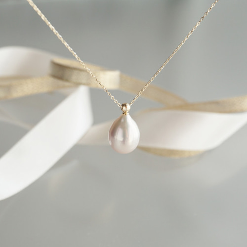 素敵なK18YG 天然ゴールデンパールペンダントトップ真珠