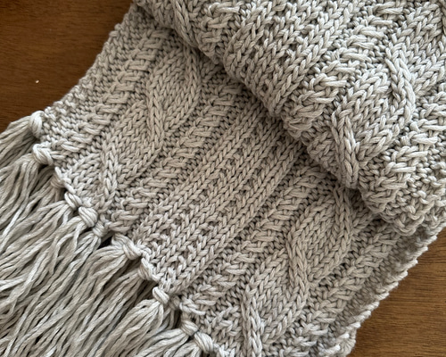 AND WOOL｜カシミヤ糸で編んだ大判ストール ツートン CAA-020