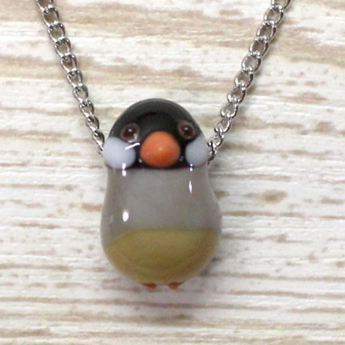 受注制作】桜文鳥の一粒ネックレス ガラス ネックレス・ペンダント