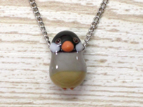 受注制作】桜文鳥の一粒ネックレス ガラス ネックレス・ペンダント