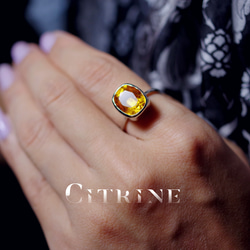 新作 ☆『Citrine』☆の世界でひとつの天然石リングsilver925 + ロジウムコーティング 2枚目の画像