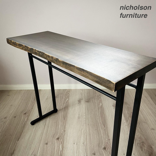 一点モノ作品 】 山サクラの一枚板 黒染め仕上げ サイドテーブル