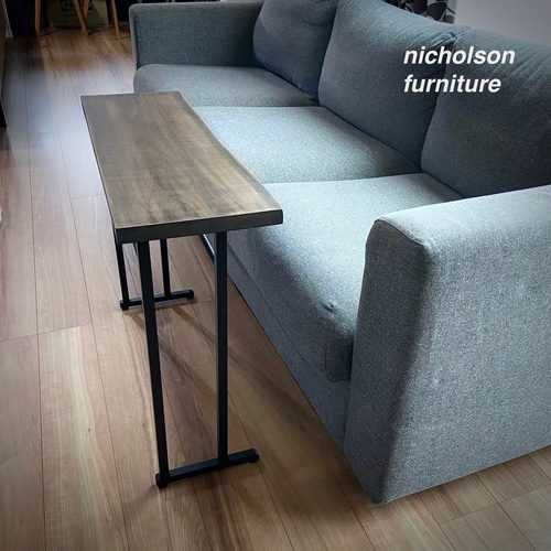 一点モノ作品 】 山サクラの一枚板 黒染め仕上げ サイドテーブル