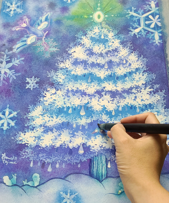 【原画】雪色クリスマスツリー　●クーポン利用不可 3枚目の画像