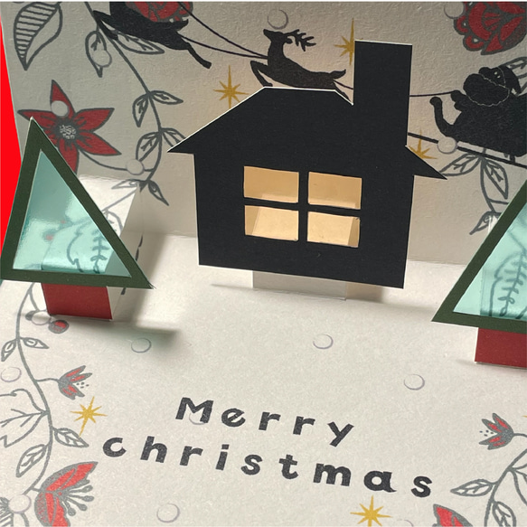 クリスマス切り絵ポップアップメッセージカード 3枚目の画像