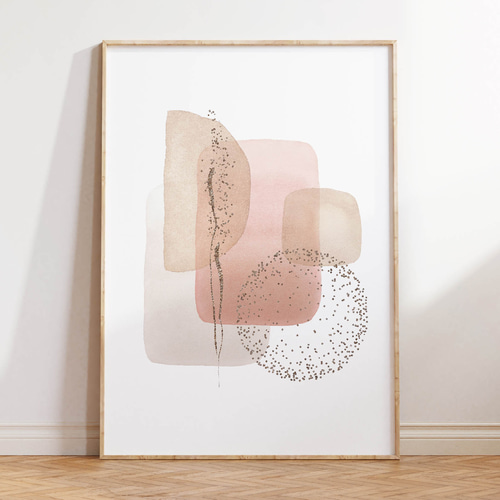 北欧風アートポスター★インテリアポスターピンク韓国インテリアベージュモノトーン アートポスター 北欧風 シンプルモダン 抽象画 ベージュ ピンク 幾何学