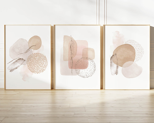 アートポスター ジオメトリック ニュアンスカラー ベージュピンク 北欧