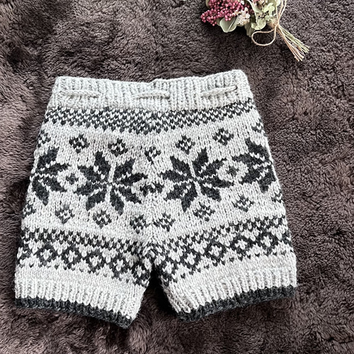 ポカポカ温活！高級ウールニットショートパンツ】毛糸のパンツ グレー