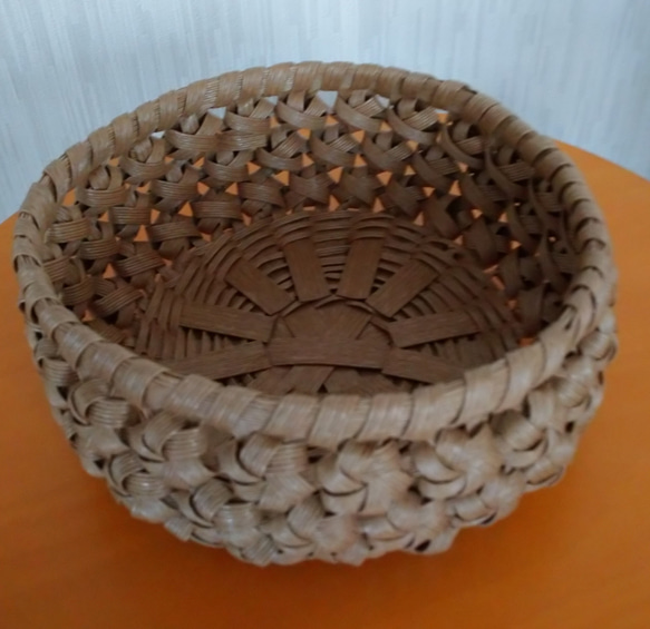 花結びの丸かご TIGER様受注品 フリーボックス・小物入れ チョコレート 
