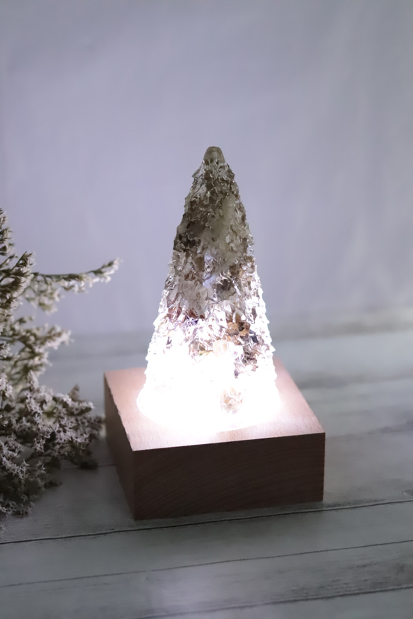 【秋の福袋・creema限定】「小花を閉じ込めて」固まるハーバリウムX'masツリー+木製LEDコースター付 12枚目の画像