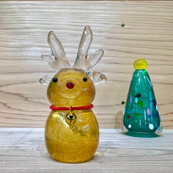 【 受注制作 】 ＊送料無料＊ ガラス  クリスマスセット サンタ・トナカイ・ツリー(グリーン)  各1点 5枚目の画像