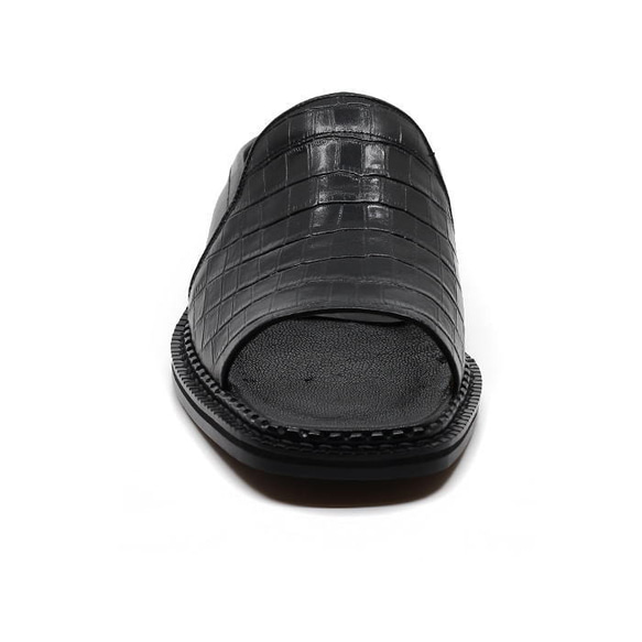 サンダル クロコ型押しサンダル メンズサンダル レザーサンダル 本革サンダル 紳士靴 3枚目の画像