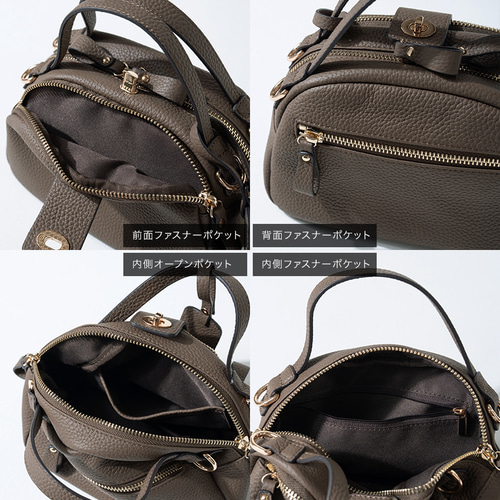 2way 本革 ショルダーバッグ 小さめ 軽量 底鋲 ゴールド金具 ブラック