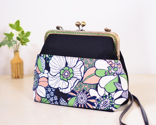 北欧柄 アフリカン ボタニカル がま口バッグ がま口 ショルダーバッグ