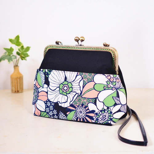 北欧柄 アフリカン ボタニカル がま口バッグ がま口 ショルダーバッグ