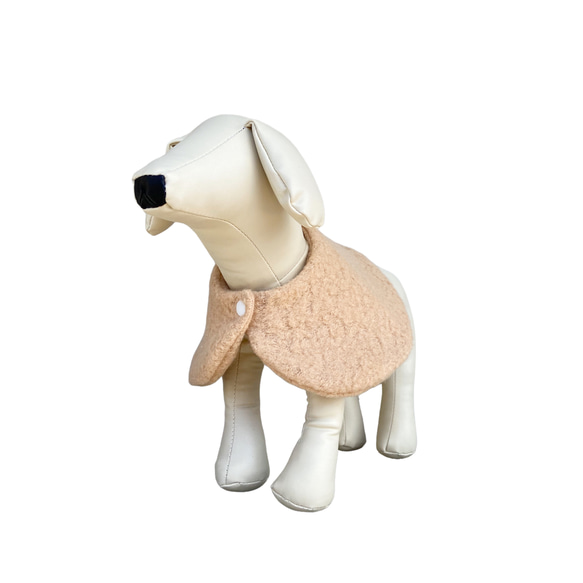 犬服 ウールボアのケープコート(ベージュ グレー) 4枚目の画像
