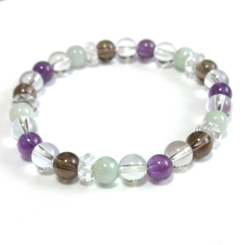 アメジスト×スモーキークォーツ×翡翠のブレスレット ブレスレット