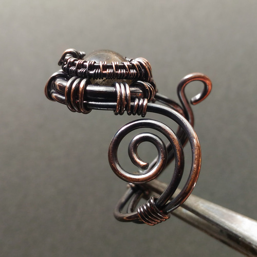 指輪】アンティーク調・天然石・ラブラドライト・リング「369-snail