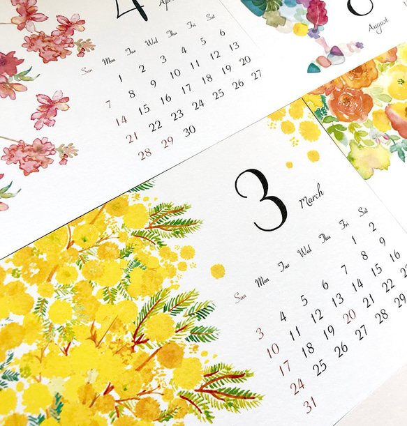 2024年卓上カレンダー 〜水彩で描く12ヶ月〜(高級特殊紙使用) 2枚目の画像