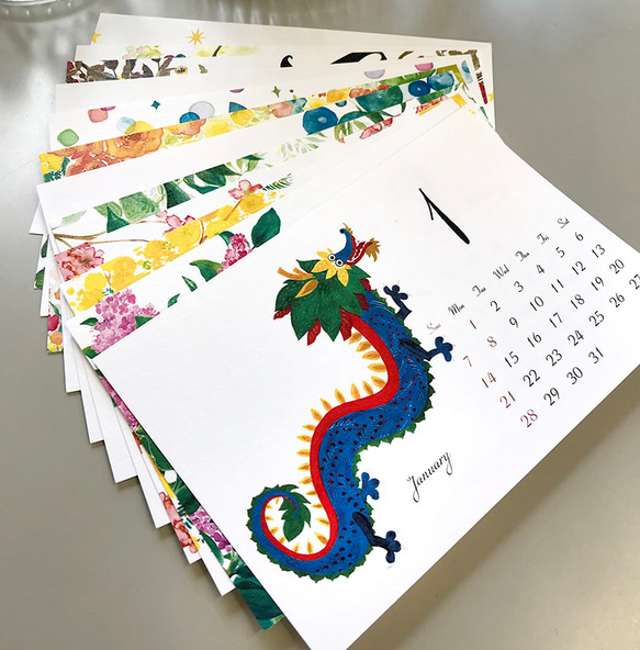 2024年卓上カレンダー 〜水彩で描く12ヶ月〜(高級特殊紙使用) 6枚目の画像