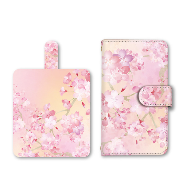 桜 スマホケース 手帳型ケース iPhoneケース 携帯ケース ミラー カード収納ポケット付 2枚目の画像