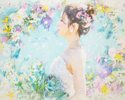 水彩画　似顔絵描きます　　(写実タイプ背景付き) df82cbfd5a6be5be618e94f7c907bc