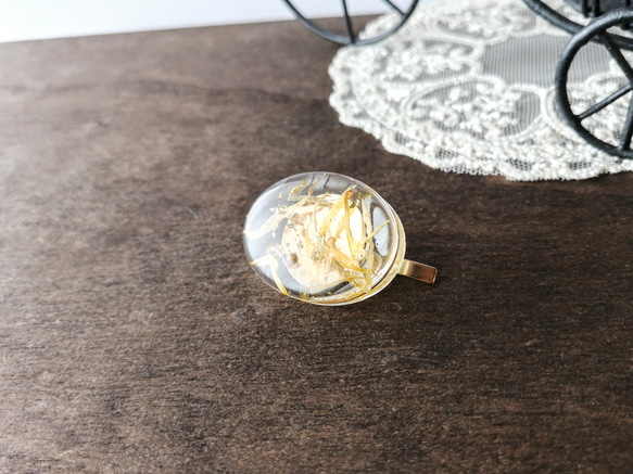 マリーゴールドのポニーフック / フラワー / オーバル / レジン 3枚目の画像