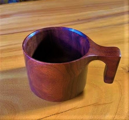 【☆人気です】たっぷり入る 木製マグカップ　wooden mag　ウオールナット0049