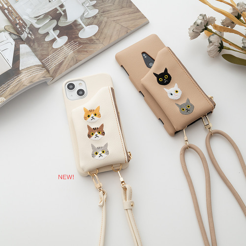 多機種対応 スマホケース 【 刺繍 まるっと貼り 付け替え ポーチ