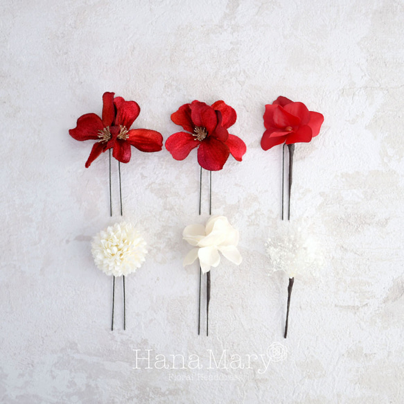 七五三　ドライフラワー　ドライ　水引き　卒業式　成人式 髪飾り 和玉　ゴールド　水引アレンジ　水引きアレンジ　赤ゴールド 10枚目の画像