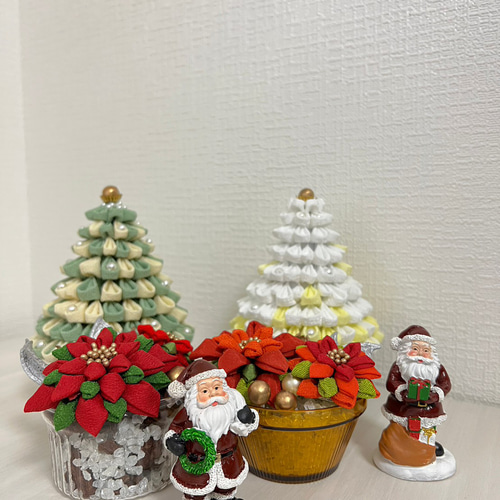 【Rusty】つまみ細工 クリスマス ホワイト つまみ細工 クリスマスツリー ホワイト クリスマス Christmas