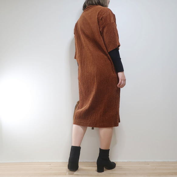 蓬鬆柔軟的燈芯絨❣️瓶頸束腰連身裙（免費/全5色） 第10張的照片