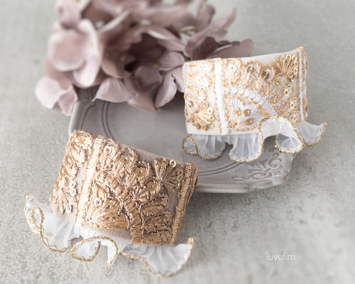 大人可愛いリボンロングポニーフック☆インド刺繍リボンLP6 大人可愛いリボンロングポニーフック☆インド刺繍リボンLP6