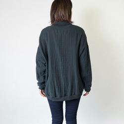 高領運動衫蓬鬆 6 層紗布/黑色/Mikawa 紡織 第4張的照片