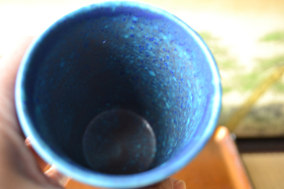 【再入荷！】夜空のフリーカップ（トルコブルー）ビアカップ　ギフト　★萩焼 9枚目の画像