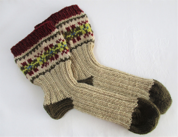 手編みのあったか靴下（B) 1枚目の画像
