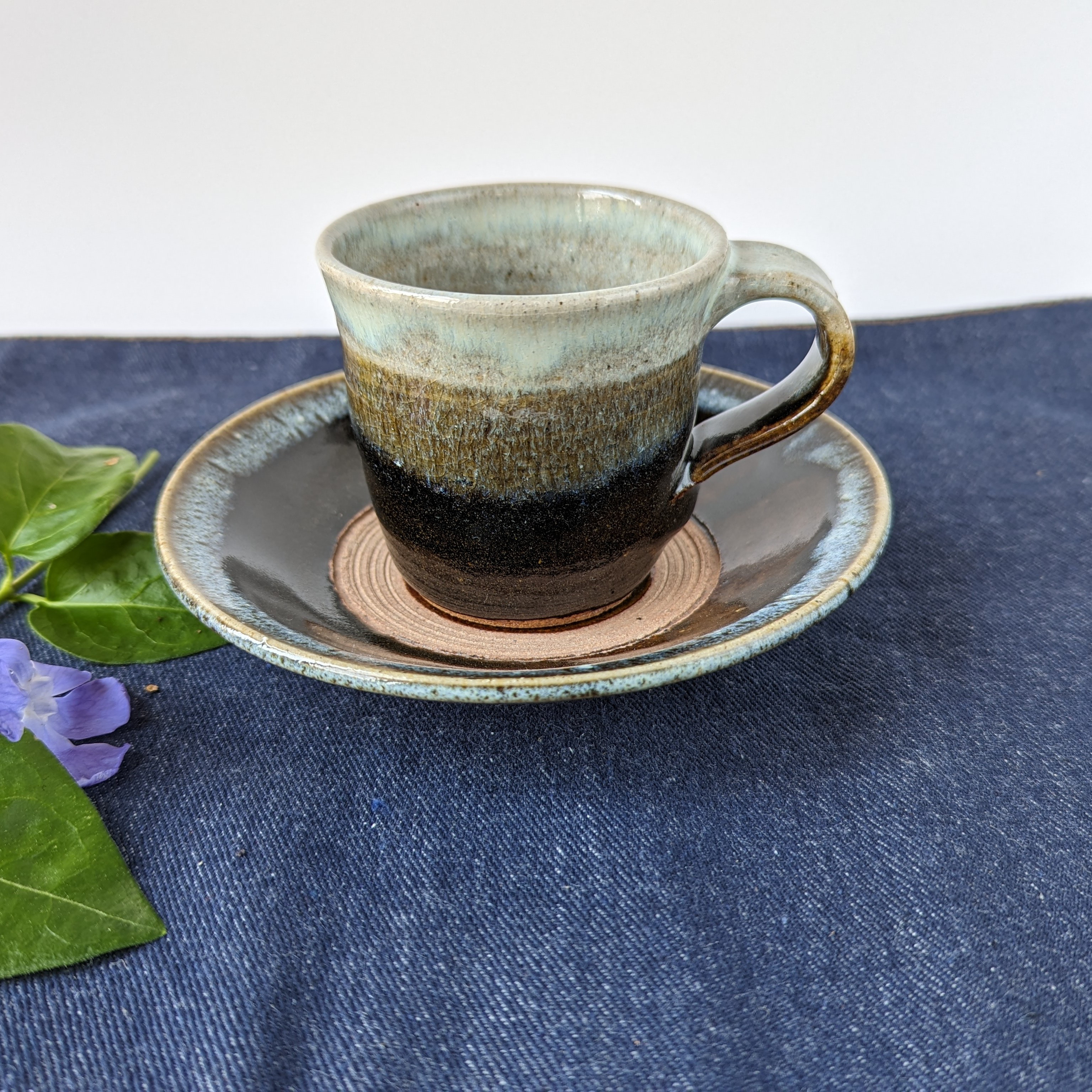 白と黒のコーヒーカップ&ソーサー　　【手仕事　和　陶器】