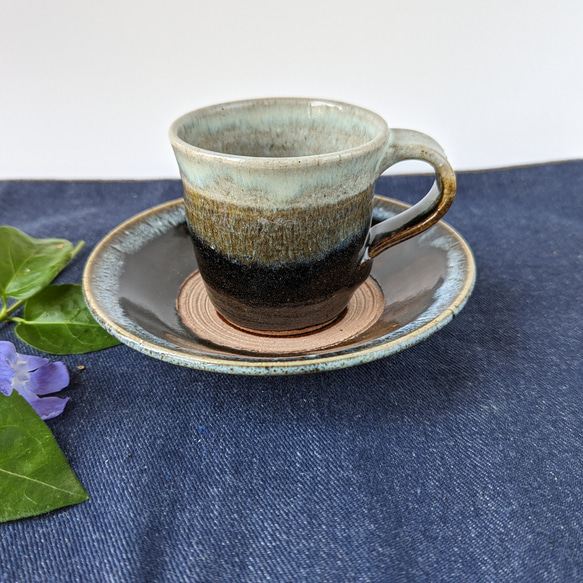 白と黒のコーヒーカップ&ソーサー 【手仕事 和 陶器】 ティーカップ