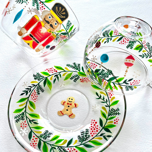 Xmasくるみ割り人形&リースの耐熱マグ 手描き/記念日/お祝い/名 Xmasくるみ割り人形&リースの耐熱マグ 手描き/記念日/お祝い/名