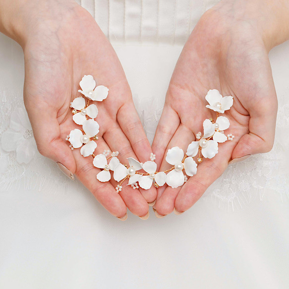 MA135  ヘッドドレス　ウェディング　小枝　ブライダル ヘアアクセサリー   ゴールド  結婚式 9枚目の画像