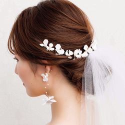 MA135  ヘッドドレス　ウェディング　小枝　ブライダル ヘアアクセサリー   ゴールド  結婚式 2枚目の画像