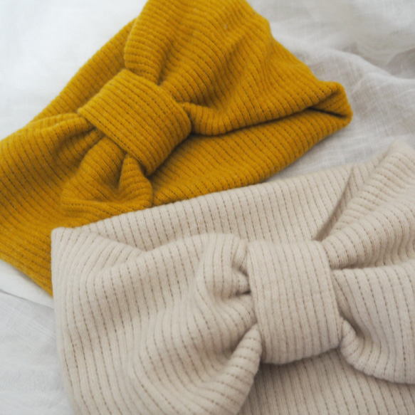 Hair Turban (Loop) ☆ Rib Knit Ivory 第2張的照片