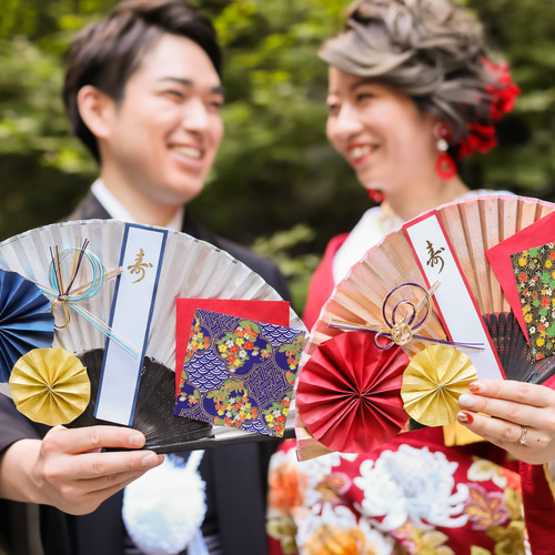 ディズニープリンセスのベビーグッズも大集合 前撮り・フォトウェディング用扇子（夫婦セット） フォト 服＆ファッション小物