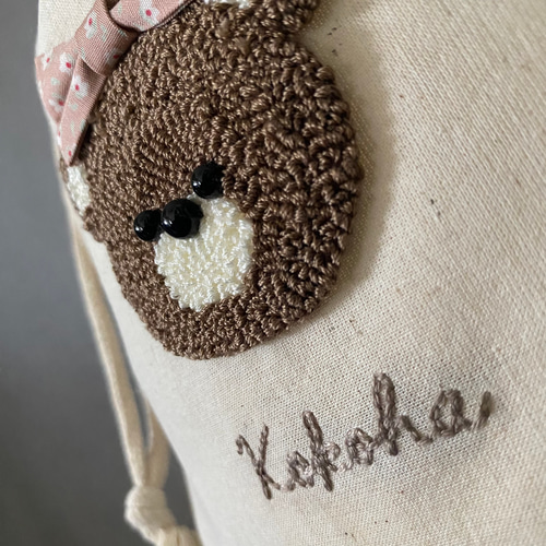 レッスンバッグ 体操服袋　オムツポーチ　巾着袋　ヌビ恐竜刺繍 レッスンバッグ 体操服袋　オムツポーチ　巾着袋　ヌビ恐竜刺繍