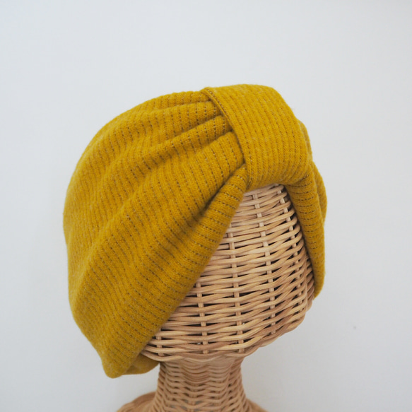 Hair Turban (Loop) ☆ Rib Knit Mustard Yellow 第1張的照片