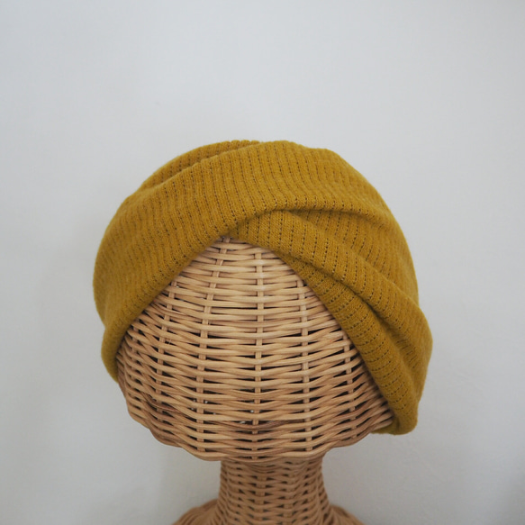 Hair Turban (Loop) ☆ Rib Knit Mustard Yellow 第5張的照片